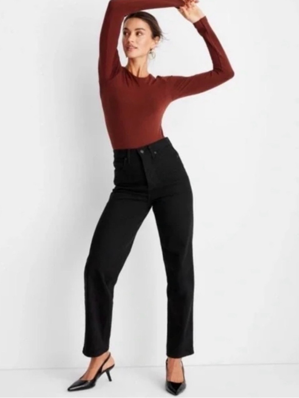 NWT High-Rise Straight Leg Jeans - Black